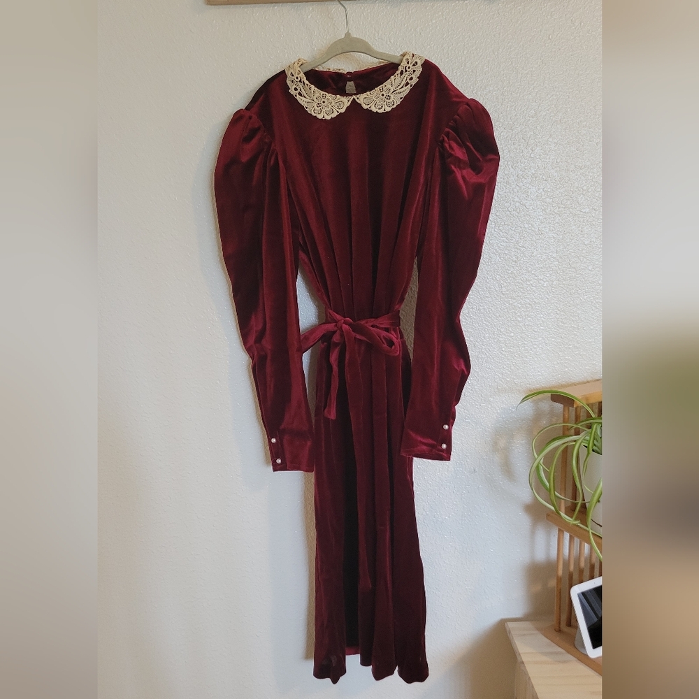 Vintage Christmas Dress, Velvet, Made in the USA